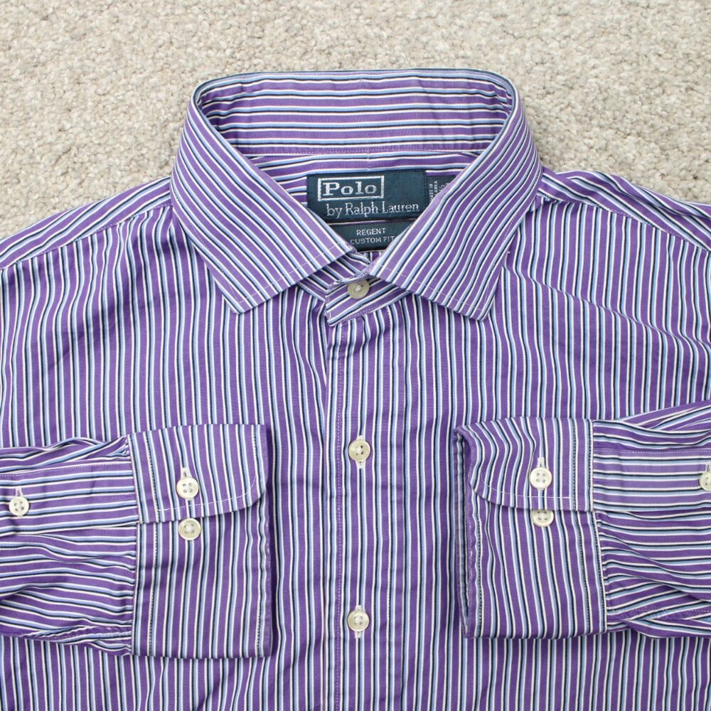 Polo Ralph Lauren Shirt Mens 16 1/2, 32/33 Purple Regent Custom Fit Cotton‎ L/S